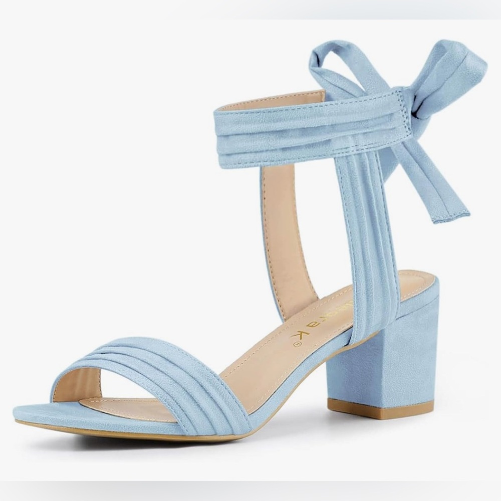 Allegra k ankle tie back faux suede chunky heel